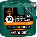 Xpose Safety 15 ft x 25 ft Heavy Duty Tarp, Green/Black, Polyethylene MTGB-1525-X